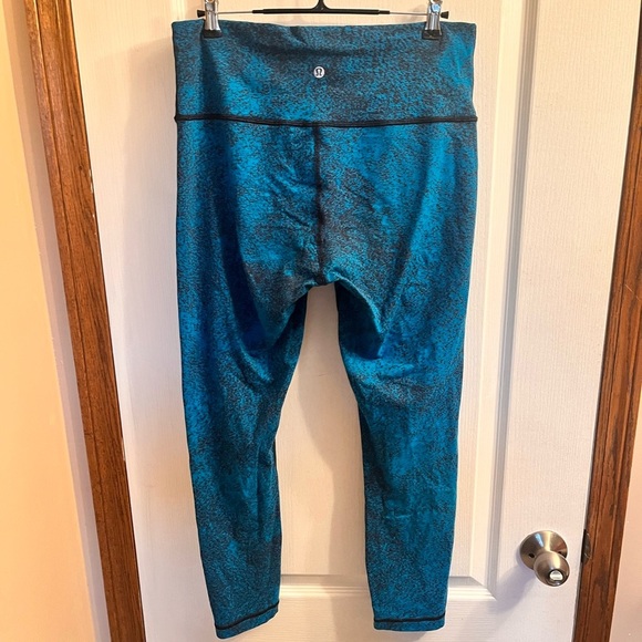 Lululemon Wunder Under Pant III Size 12 Luon Spray Jacquard Shocking Blue Black - Picture 5 of 8